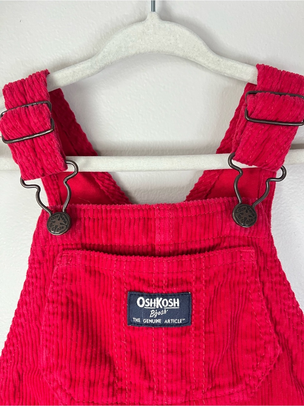 OshKosh B'gosh Toddler 18M Vibrant Red Corduroy Overalls Unisex Lined Dungarees